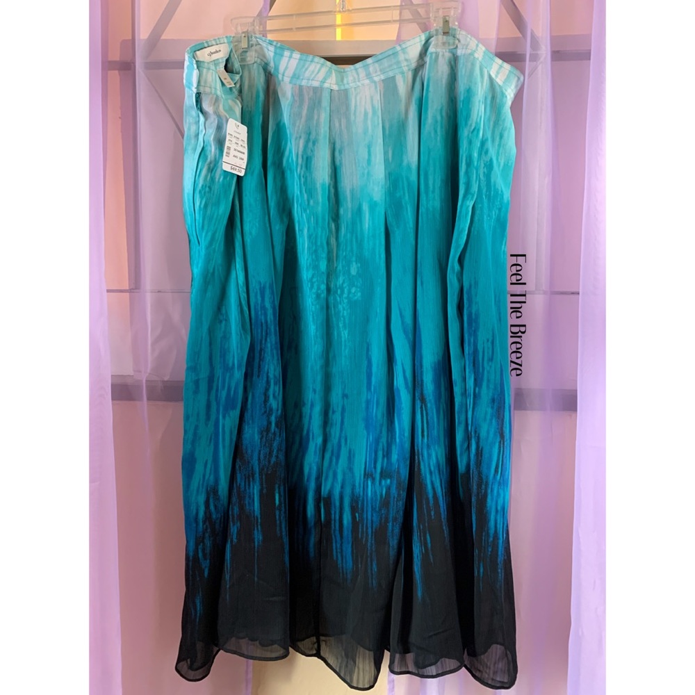 NWT CJ Banks Blue Black Ombré Skirt 24 W